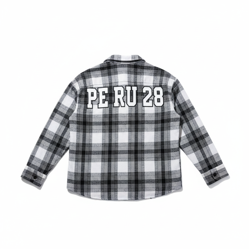 Boxy White Black Checkered Shirt