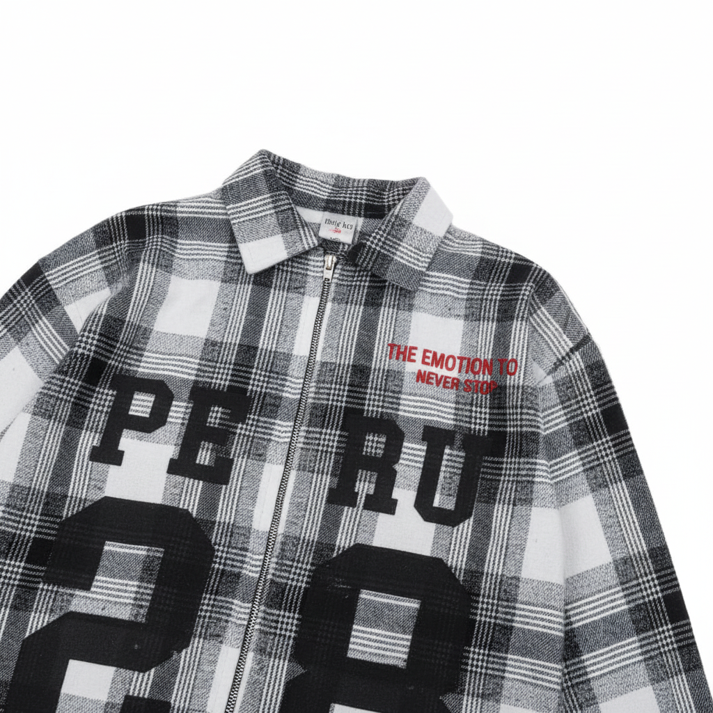 Boxy White Black Checkered Shirt