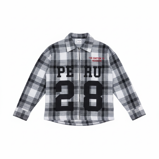 Boxy White Black Checkered Shirt - PE RU 28
